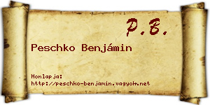 Peschko Benjámin névjegykártya